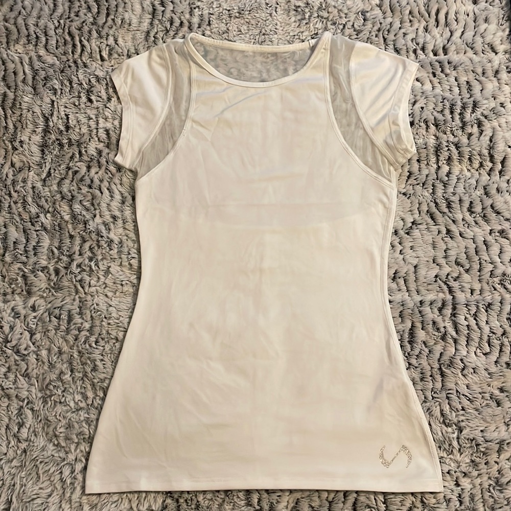 NWOT Mixed media mesh active top